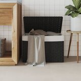 vidaXL Košara za perilo s pokrovom črna 55,5x35x34 cm poli ratan | Shoptok.si