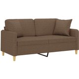  Kavč dvosed z blazinami rjav 140 cm blago | Shoptok.si