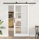 vidaXL Drsna vrata s kompletom za namestitev 'ORKDAL'Bela masivna lesena in steklena, Notranja vrata s steklom 'ORKDAL'Bela 93x202x4 cm | Shoptok.si