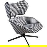 Angel Cerdá Črno-beli vrtljivi fotelj iz blaga, (5000008520) Cene