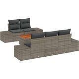 vidaXL 6-delni vrtni set s blazinami sivo poli ratan akacija | Shoptok.si