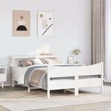 vidaXL Posteljni okvir z vzglavjem bel 160x200 cm trdna borovina, (21322341) | Shoptok.si