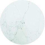 Stolna ploča bijela Ø 40 x 0,8 cm staklena s mramornim uzorkom | shoptok.hr