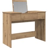vidaXL Toaletna miza z ogledalom Oblikovan hrast 100x45x76 cm | Shoptok.si