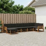 Set vanjskih sofa 7 kom. Prirodna i crna Čvrsto drvo akacije | shoptok.hr