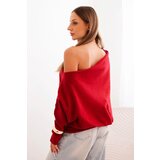Kesi Włoski Asymmetrical batwing women's viscose sweater burgundy | shoptok.hr