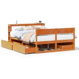 vidaXL Posteljni okvir brez vzmetnice vošč. rjav 150x200 cm borovina, (21369146) | Shoptok.si