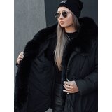 DStreet Kurtka damska zimowa LUNAVI pikowana z futerkiem czarna | shoptok.hr