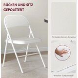  Set od 4 sklopive stolice prijenosne uredske stolice metalne noge sklopiva stolica za ured recepciju čekaonicu umjetna koža bijela | shoptok.hr