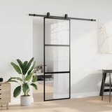  Klizna vrata s priborom crna 76 x 205 cm kaljeno staklo | shoptok.hr