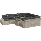 Maison Chic Seti vrtnega pohištva - Vrtna garnitura - Vrtni pohištvo set 11-delna z blazinami sv. siv poli ratan, (21816091) | Shoptok.si