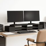 vidaXL Stojalo za zaslon s predelki črna 100x27x15 cm inženirski les | Shoptok.si