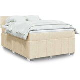 vidaXL Box spring postelja z vzmetnico krem 140x200 cm blago | Shoptok.si