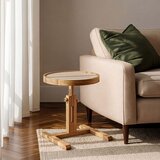 Hanah home pomoćni sto opus yuvarlak 40, 40 cm, hrast / travertin | Eponuda.com