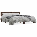  The Living Store Posteljni okvir rjav hrast 200x200 cm inženirski les in kovina - Posteljni Okvir, (21497879) | Shoptok.si