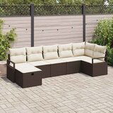 vidaXL Vrtna sedežna garnitura 7 pcs Rjava in krem 287 x 122 x 85 cm | Shoptok.si