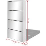 vidaXL Omarica za čevlje 4-nadstropna z ogledali bela 63x17x134 cm | Shoptok.si