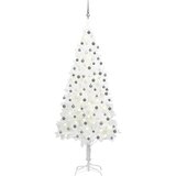 vidaXL Umetna novoletna jelka z LED lučkami in bučkami bela 210 cm | Shoptok.si