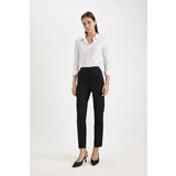 Defacto Cigarette Normal Waist Elastic Straight Leg Basic Plain Black Satin Trousers | shoptok.hr