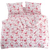 Mila Home Bela/rožnata enojna/podaljšana posteljnina z rjuho/3-delna 160x220 cm Flamingo – | Shoptok.si