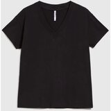 Marisse Black Cotton V-Neck T-Shirt | Shoptok.si