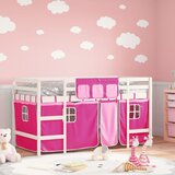  The living store otroški pograd z zavesami roza 90x190 cm trdna borovina - otroški pograd, (21488167) | Shoptok.si