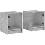 Maison Chic Dvo delni komplet Nočne omarice - Nočne mize s steklenimi vrati beton. siva 35x37x42 cm, (21690247) | Shoptok.si