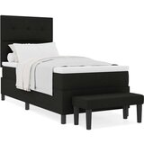  Postelja z vzmetnico in klopjo Črna 90x200 cm Tkanina, (22083551) | Shoptok.si
