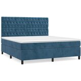 The Living Store Box spring postelja z vzmetnico temno modra 180x200 cm žamet - Box Spring Postelja, (21489267) | Shoptok.si