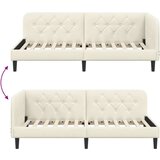 vidaXL Kotna postelja z vzglavjem krema 90 x 190 cm Žamet | Shoptok.si