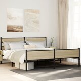 Maison Chic Kovinski Posteljni okvir - Dvoposteljna postelja - Zakonska postelja brez vzmetnice sonoma hrast 180x200 cm, (21693912) | Shoptok.si