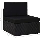 Poli modularni dvosjed od poliratana crni | shoptok.hr
