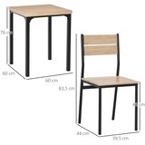  Set od 3 blagovaonskog/kuhinjskog stola sa stolicama prirodna boja drva + crna s 1 stolom + 2 stolice | shoptok.hr