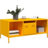 vidaXL Klubska mizica gorčično rumena 101,5x50x43,5 cm valjano jeklo | Shoptok.si