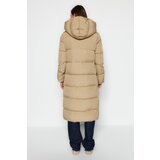 Trendyol Mink Oversize Water Repellent Long Quilted Inflatable Coat with Side Snap Fasteners | Shoptok.si