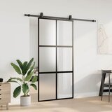  Klizna vrata s priborom crna 102,5 x 205 cm kaljeno staklo | shoptok.hr
