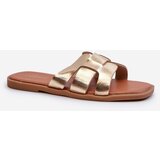 EVENTO Flat Women's Flip Flops Made of Eco Leather Gold Risamay | Shoptok.si