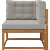  Vanjska kutna sofa Čvrsto drvo akacije Prirodna - Prirodna i svijetlo siva kutna sofa | shoptok.hr
