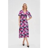 Marisse Patterned Fuchsia Dress With A Neckline Cijene