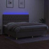  Krevet box spring s madracem LED smeđesivi 200x200 cm tkanina | shoptok.hr