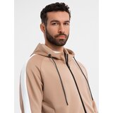 Ombre Unzipped men's hooded sweatshirt with piping - beige | Shoptok.si