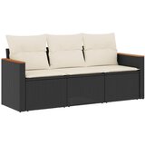  The Living Store Vrtna sedežna garnitura 3-delna z blazinami črn poli ratan - Vrtna Sedežna Garniture, (21443587) | Shoptok.si