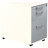 mauser Predalnik na kolesih, VxG 570 x 600 mm, 1 predal za material, 1 predal za obešalne mape, čisto bele / aluminijasto srebrne / čisto bele barve | Shoptok.si