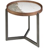 Angel Cerdá Okrogla mizica iz porcelanastega marmorja, oreha in kovinskega temnega jekla, (21009049) Cene