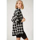 Happiness İstanbul Women's Black and White Patterned Loose Knitwear Cardigan Cene