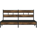 Metalni Kovinski posteljni okvir brez vzmetnice dimljen hrast 183x213cm, (21610730) | Shoptok.si