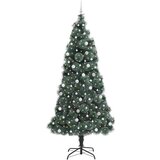 vidaXL Umjetno božićno drvce s lampicama i setom kuglica Zelena 240 cm | shoptok.hr