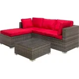 lounge garnitura leona rdeča, rjava, 3-Delni set