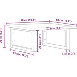  Zidna polica za Lavabo - Umivaonik od čelika i masivnog bagremovog drva - tamno smeđe i bijele boje 50 x 50 x 2 cm 1 Pravokutno | shoptok.hr