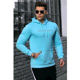 Madmext Men's Turquoise Hooded Sweatshirt 4784 Cene
